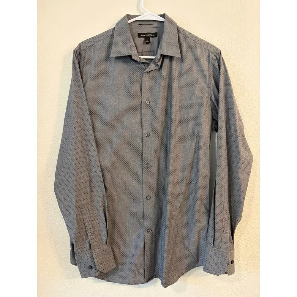 Men’s Button Down Shirt Lot Banana Republic Gray Dress Shirts Bundle Size small